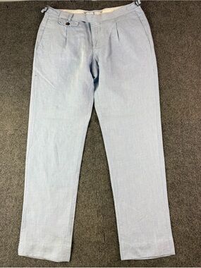 Suitsupply Brentwood Mens Linen Blend Adjustable Waist Pants Size 32x31 Blue